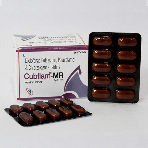 Diclofenac Potassium 50 mg, Paracetamol 325 mg and Chlorzoxazone 250 mg Tablets