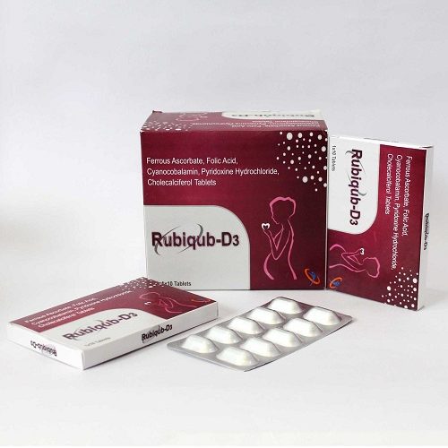 Ferrous Ascorbate, Folic Acid, Cyanocobalamin, Pyridoxine Hydrocholoride and Cholecalciferol Tablets